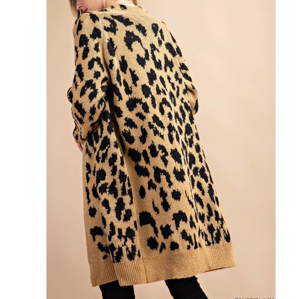 Leopard Print Open Front Cardigan - Picture 3 of 7